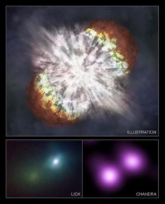 NASA/CXC/M.Weiss; X-ray: NASA/CXC/UC Berkeley/N.Smith et al.; IR: Lick/UC Berkeley/J.Bloom & C.Hansen